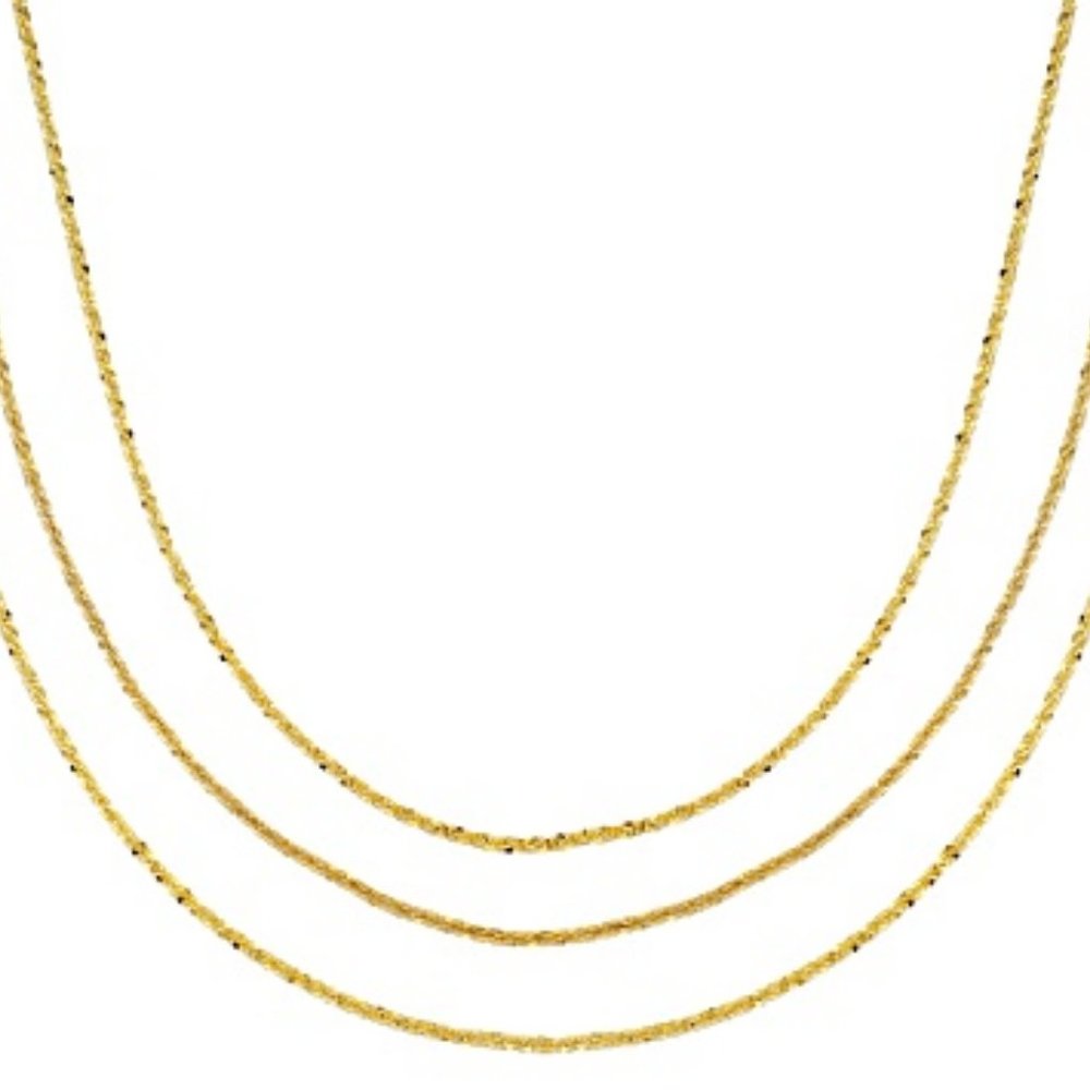 18K Yellow Gold Over Sterling Silver Criss-Cross Link Set 18, 20, & 22 Inch Chai